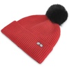 image:imageKarl Lagerfeld Womens Ribbed Beanie with Sunglasses Pin and Fur PomCrimson