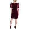 image:imageKarl Lagerfeld Womens Round Neck Taffeta Puff Sleeve Stretch Velvet Body Sheath DressBarolo Wine