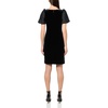 image:imageKarl Lagerfeld Womens Round Neck Taffeta Puff Sleeve Stretch Velvet Body Sheath DressBlack