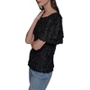image:imageKarl Lagerfeld Womens Ruffle Crew Neck Lace TopBlack