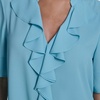 image:imageKarl Lagerfeld Womens Ruffle Front Short Sleeve BlouseAqua Mist