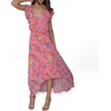 image:imageKarl Lagerfeld Womens Ruffle Sleeved Midi Printed High Low DressPink Sherbert Combo