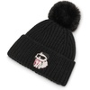 image:imageKarl Lagerfeld Womens Sassy Choupette Faux Fur Pom BeanieBlack