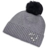 image:imageKarl Lagerfeld Womens Sequin Knit Faux Fur Pom BeanieHeather Granite