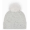 image:imageKarl Lagerfeld Womens Sequin Knit Faux Fur Pom BeanieIvory