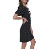 image:imageKarl Lagerfeld Womens Short Puff Sleeve Bow Detailed Neck Aline Mini DressBlack