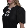 image:imageKarl Lagerfeld Womens Short Puff Sleeve Bow Detailed Neck Aline Mini DressBlackSoft White