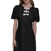 image:imageKarl Lagerfeld Womens Short Puff Sleeve Bow Detailed Neck Aline Mini DressBlackSoft White
