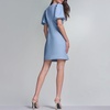image:imageKarl Lagerfeld Womens Short Puff Sleeve Bow Detailed Neck Aline Mini DressLight Blue Multi