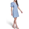 image:imageKarl Lagerfeld Womens Short Puff Sleeve Bow Detailed Neck Aline Mini DressLight Blue Multi