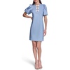 image:imageKarl Lagerfeld Womens Short Puff Sleeve Bow Detailed Neck Aline Mini DressLight Blue Multi