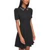image:imageKarl Lagerfeld Womens Short Puff Sleeve Embellished Collar Aline Mini DressBlack