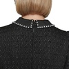 image:imageKarl Lagerfeld Womens Short Puff Sleeve Embellished Collar Aline Mini DressBlackSilver