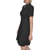 image:imageKarl Lagerfeld Womens Short Puff Sleeve Embellished Collar Aline Mini DressBlackSilver