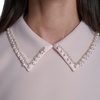 image:imageKarl Lagerfeld Womens Short Puff Sleeve Embellished Collar Aline Mini DressRose