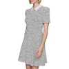 image:imageKarl Lagerfeld Womens Short Puff Sleeve Embellished Collar Aline Mini DressSoft WhiteBlack