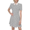 image:imageKarl Lagerfeld Womens Short Puff Sleeve Embellished Collar Aline Mini DressSoft WhiteBlack