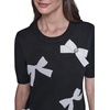 image:imageKarl Lagerfeld Womens Short Sleeve Crew Neck 3D Bows SweaterBlackSoft White