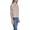 image:imageKarl Lagerfeld Womens Short Sleeve Gold Bead Collar Button Down Solid Cropped BlouseFrench Beige
