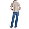image:imageKarl Lagerfeld Womens Short Sleeve Gold Bead Collar Button Down Solid Cropped BlouseFrench Beige