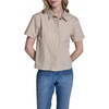 image:imageKarl Lagerfeld Womens Short Sleeve Gold Bead Collar Button Down Solid Cropped BlouseFrench Beige