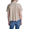 image:imageKarl Lagerfeld Womens Short Sleeve Gold Bead Collar Button Down Solid Cropped BlouseFrench Beige