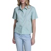 image:imageKarl Lagerfeld Womens Short Sleeve Gold Bead Collar Button Down Solid Cropped BlouseFresh Mint