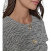 image:imageKarl Lagerfeld Womens Short Sleeve Gold Button Up Knit Sheath Mini DressBlackSoft White