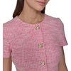 image:imageKarl Lagerfeld Womens Short Sleeve Gold Button Up Knit Sheath Mini DressPink SherbertSoft White