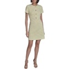 image:imageKarl Lagerfeld Womens Short Sleeve Gold Button Up Knit Sheath Mini DressTea GreenSoft White