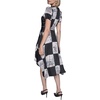 image:imageKarl Lagerfeld Womens Short Sleeve Hanky Hem Tie Waist Printed Twill Midi DressBlackBirch Multi