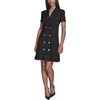 image:imageKarl Lagerfeld Womens Short Sleeve Notch Collar Scuba Crepe Blazer Dress with Flounce HemBlack