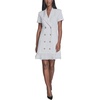image:imageKarl Lagerfeld Womens Short Sleeve Notch Collar Scuba Crepe Blazer Dress with Flounce HemSoft White