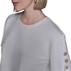 image:imageKarl Lagerfeld Womens Short Sleeve Pleated Border Crewneck Essential TShirtSoft WhiteBlack