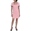 image:imageKarl Lagerfeld Womens Short Sleeve Square Neck Bow Embellished Shift Mini DressAlmond BlossomBlack