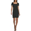 image:imageKarl Lagerfeld Womens Short Sleeve Square Neck Bow Embellished Shift Mini DressBlackSoft White