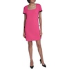image:imageKarl Lagerfeld Womens Short Sleeve Square Neck Bow Embellished Shift Mini DressFuchsiaBlack