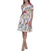 image:imageKarl Lagerfeld Womens Short Sleeve Surplice Neck Faux Wrap Belted Mini DressSoft White Floral