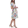 image:imageKarl Lagerfeld Womens Short Sleeve Surplice Neck Faux Wrap Belted Mini DressSoft White Floral