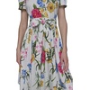 image:imageKarl Lagerfeld Womens Short Sleeve Surplice Neck Faux Wrap Belted Mini DressSoft White Floral