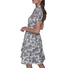 image:imageKarl Lagerfeld Womens Short Sleeve Surplice Neck Faux Wrap Belted Mini DressSoft WhiteBack Combo