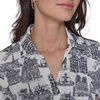 image:imageKarl Lagerfeld Womens Short Sleeve Surplice Neck Faux Wrap Belted Mini DressSoft WhiteBlack Multi