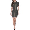 image:imageKarl Lagerfeld Womens Short Sleeve Twisted Metallic Tweed Sheath DressBlackGold Multi