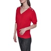 image:imageKarl Lagerfeld Womens Short Sleeve VNeck Crystal Button SweaterAdmiral Red