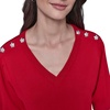 image:imageKarl Lagerfeld Womens Short Sleeve VNeck Crystal Button SweaterAdmiral Red