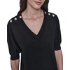 image:imageKarl Lagerfeld Womens Short Sleeve VNeck Crystal Button SweaterBlack