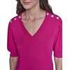 image:imageKarl Lagerfeld Womens Short Sleeve VNeck Crystal Button SweaterBright Jewel Pink