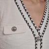 image:imageKarl Lagerfeld Womens Short Sleeve VNeck Embellished Tweed Sheath Mini DressSoft White