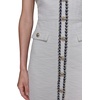 image:imageKarl Lagerfeld Womens Short Sleeve VNeck Embellished Tweed Sheath Mini DressSoft White Multi