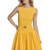 image:imageKarl Lagerfeld Womens Sleeveless Boat Neck Drop Waist Belted Midi DressCanary Yellow